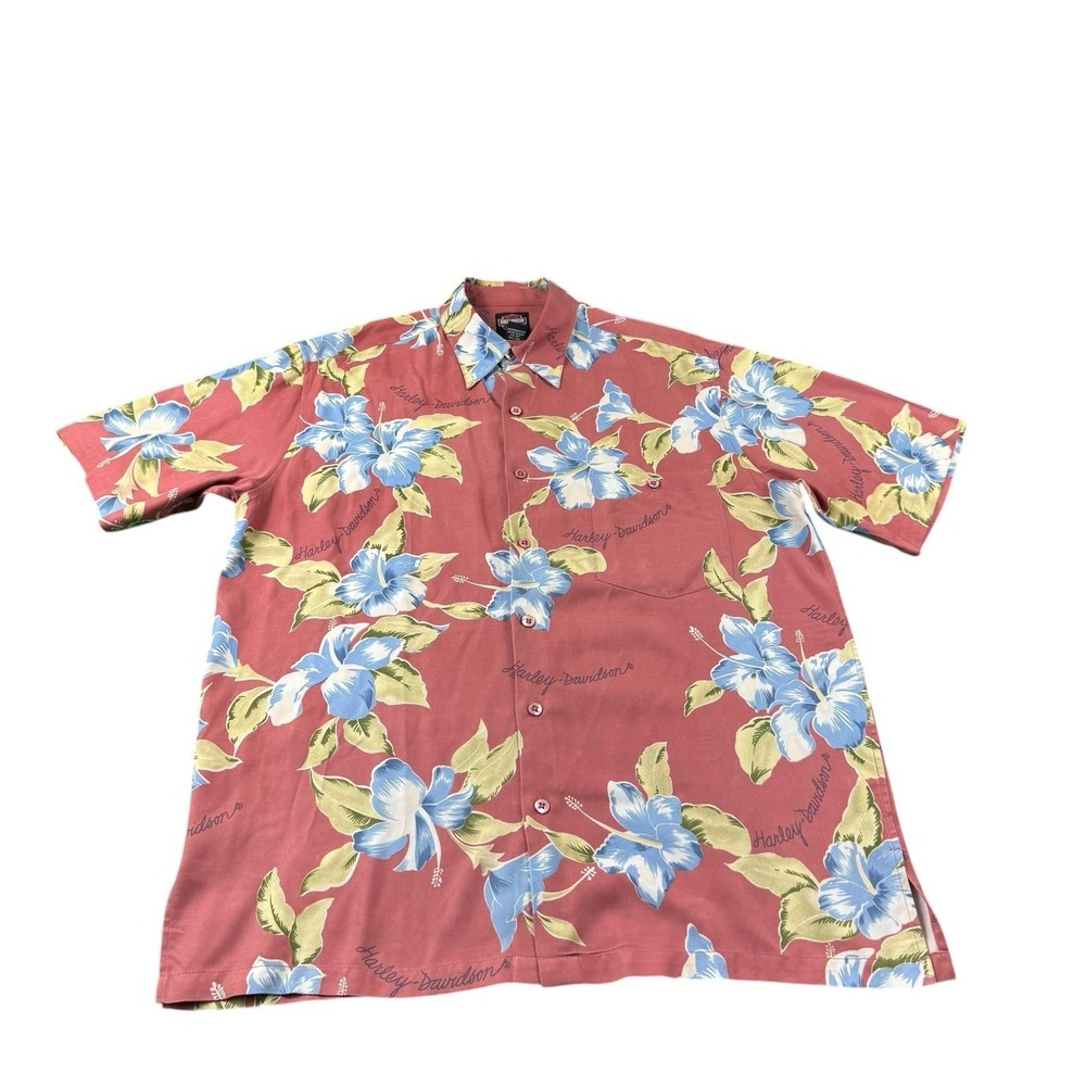 Harley Davidson Tori Richard Pure Silk Floral S/S Hawaiian Button Front Size M